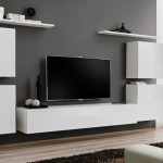 Paris Prix Meuble TV Mural Design "Switch IV" 320cm Blanc