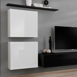 Paris Prix Meuble TV Mural Design "Switch IV" 320cm Blanc & Noir