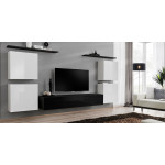 Paris Prix Meuble TV Mural Design "Switch IV" 320cm Blanc & Noir