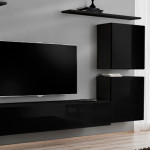 Paris Prix Meuble TV Mural Design "Switch IV" 320cm Noir