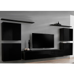 Paris Prix Meuble TV Mural Design "Switch IV" 320cm Noir