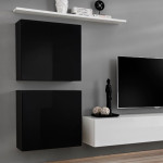 Paris Prix Meuble TV Mural Design "Switch IV" 320cm Noir & Blanc