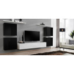 Paris Prix Meuble TV Mural Design "Switch IV" 320cm Noir & Blanc