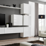 Paris Prix Meuble TV Mural Design "Switch IX" 310cm Blanc