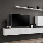 Paris Prix Meuble TV Mural Design "Switch IX" 310cm Blanc