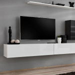 Paris Prix Meuble TV Mural Design "Switch IX" 310cm Blanc & Noir