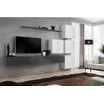 Paris Prix Meuble TV Mural Design "Switch IX" 310cm Gris & Blanc