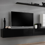 Paris Prix Meuble TV Mural Design "Switch IX" 310cm Noir & Blanc