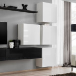 Paris Prix Meuble TV Mural Design "Switch IX" 310cm Noir & Blanc