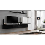 Paris Prix Meuble TV Mural Design "Switch IX" 310cm Noir & Blanc