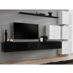 paris prix Meuble TV Mural Design "Switch IX" 310cm Noir & Blanc