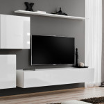 Paris Prix Meuble TV Mural Design "Switch V" 250cm Blanc