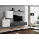 Paris Prix Meuble TV Mural Design "Switch V" 250cm Blanc & Gris
