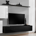 Paris Prix Meuble TV Mural Design "Switch V" 250cm Blanc & Noir