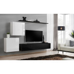 Paris Prix Meuble TV Mural Design "Switch V" 250cm Blanc & Noir