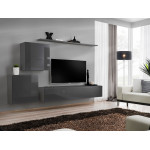 Paris Prix Meuble TV Mural Design "Switch V" 250cm Gris