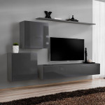 paris prix Meuble TV Mural Design "Switch V" 250cm Gris