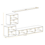 Paris Prix Meuble TV Mural Design "Switch V" 250cm Naturel & Blanc
