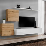paris prix Meuble TV Mural Design "Switch V" 250cm Naturel & Blanc