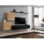 Paris Prix Meuble TV Mural Design "Switch V" 250cm Naturel & Noir