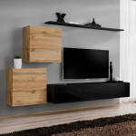 paris prix Meuble TV Mural Design "Switch V" 250cm Naturel & Noir