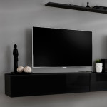 Paris Prix Meuble TV Mural Design "Switch V" 250cm Noir