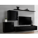 Paris Prix Meuble TV Mural Design "Switch V" 250cm Noir