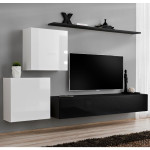Paris Prix Meuble TV Mural Design "Switch V" 250cm Noir & Blanc