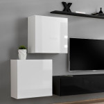 Paris Prix Meuble TV Mural Design "Switch V" 250cm Noir & Blanc