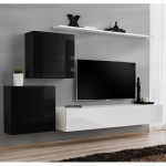 paris prix Meuble TV Mural Design "Switch V" 250cm Noir & Blanc