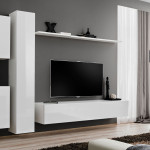Paris Prix Meuble TV Mural Design "Switch VI" 330cm Blanc