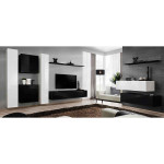 Paris Prix Meuble TV Mural Design "Switch VI" 330cm Blanc & Noir