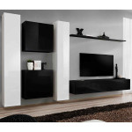 paris prix Meuble TV Mural Design "Switch VI" 330cm Blanc & Noir