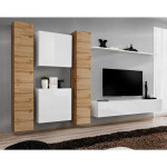 paris prix Meuble TV Mural Design "Switch VI" 330cm Naturel & Blanc