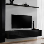 Paris Prix Meuble TV Mural Design "Switch VI" 330cm Noir