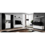 Paris Prix Meuble TV Mural Design "Switch VI" 330cm Noir & Blanc