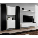 paris prix Meuble TV Mural Design "Switch VI" 330cm Noir & Blanc