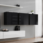 Paris Prix Meuble TV Mural Design "Switch VII" 340cm Blanc & Noir