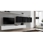Paris Prix Meuble TV Mural Design "Switch VII" 340cm Blanc & Noir