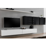 paris prix Meuble TV Mural Design "Switch VII" 340cm Blanc & Noir
