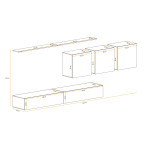 Paris Prix Meuble TV Mural Design "Switch VII" 340cm Naturel & Blanc