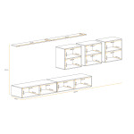 Paris Prix Meuble TV Mural Design "Switch VII" 340cm Naturel & Blanc