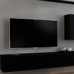 Paris Prix Meuble TV Mural Design "Switch VII" 340cm Noir