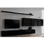 Paris Prix Meuble TV Mural Design "Switch VII" 340cm Noir