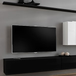 Paris Prix Meuble TV Mural Design "Switch VII" 340cm Noir & Blanc