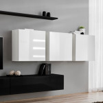 Paris Prix Meuble TV Mural Design "Switch VII" 340cm Noir & Blanc