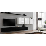 Paris Prix Meuble TV Mural Design "Switch VII" 340cm Noir & Blanc