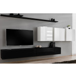 paris prix Meuble TV Mural Design "Switch VII" 340cm Noir & Blanc