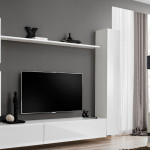 Paris Prix Meuble TV Mural Design "Switch VIII" 280cm Blanc