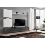 Paris Prix Meuble TV Mural Design "Switch VIII" 280cm Blanc & Gris